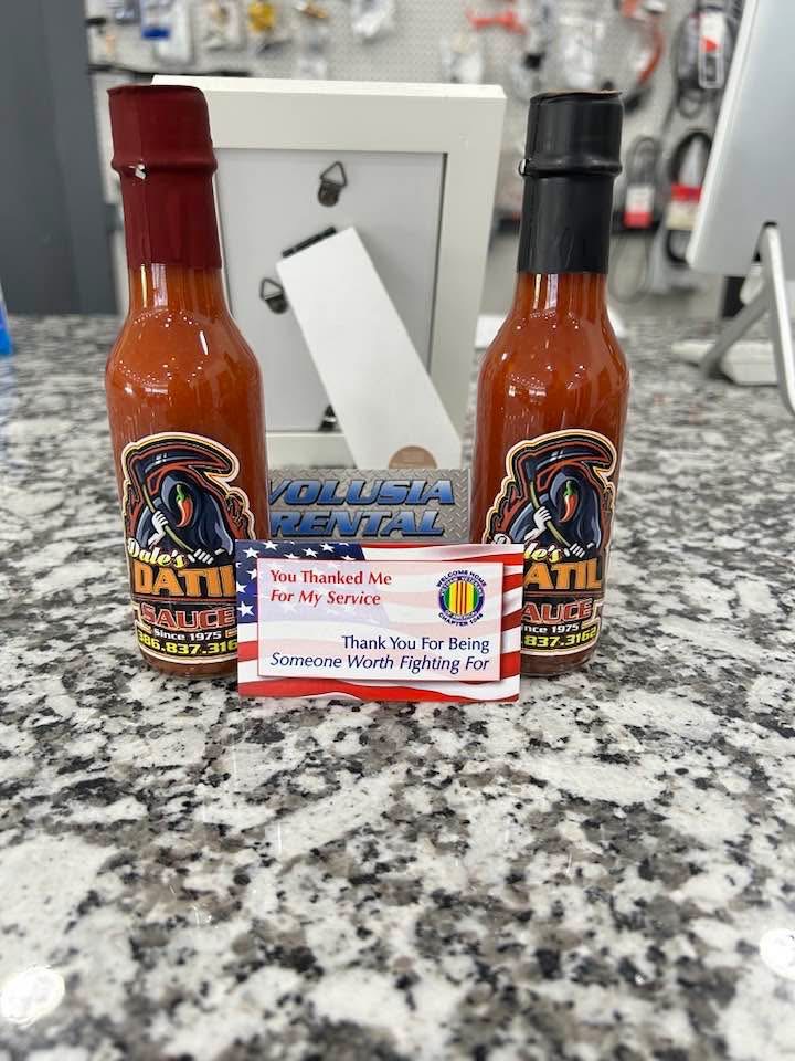 Dale's Datil Sauce Bottles on counter